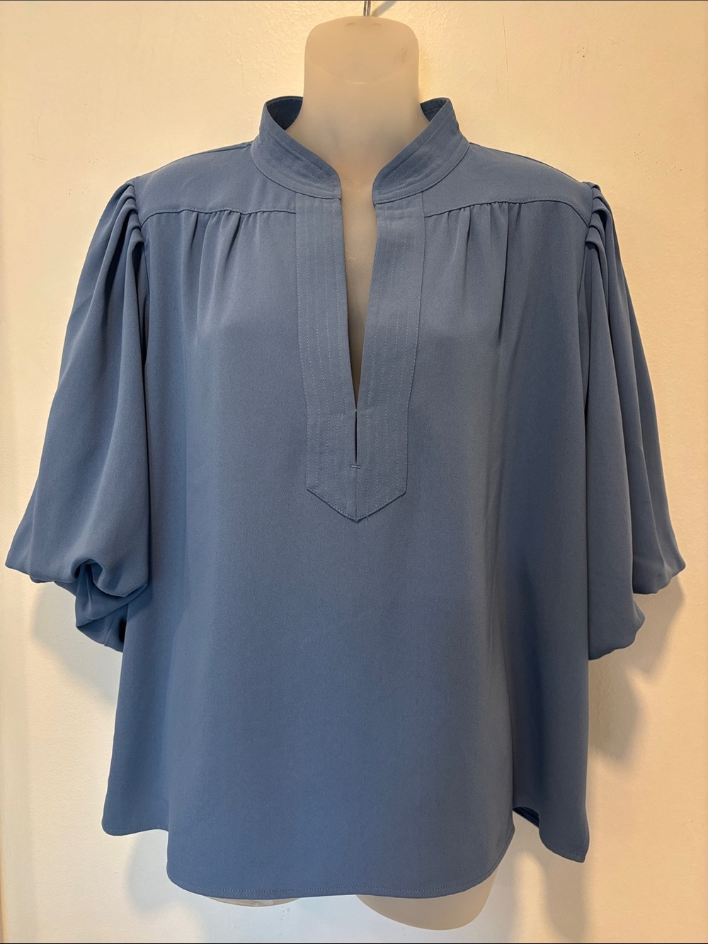 Figue Blue Dani Top with Lantern Sleeves Large